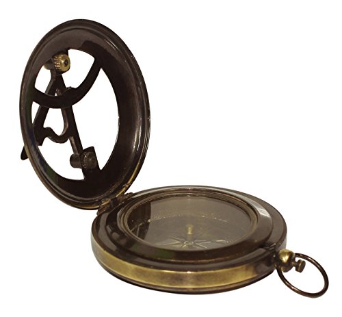 Reloj de sol con brújula náutica en latón macizo de estilo retro 2