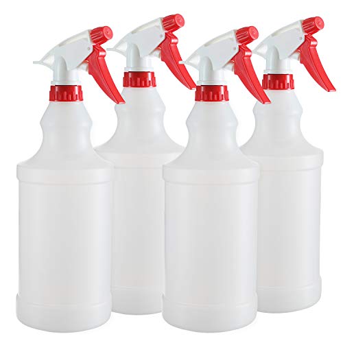 Empty Plastic Natural Spray Bottle  32 oz Spray Bottles for Cleaning Solutions - 100% Leak Proof with Mist Stream and Off Trigger Settings - for Home, Garden, Chemicals, and More (Natural)