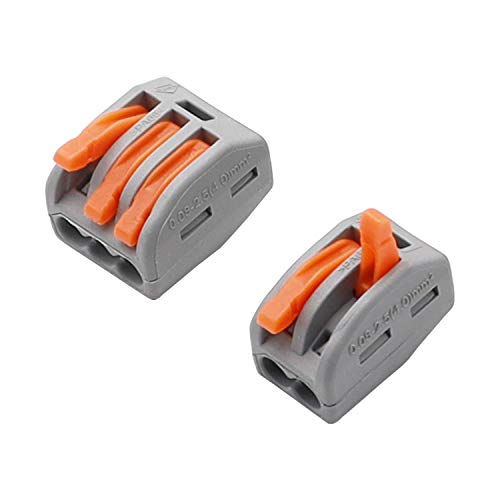 Smseace CAPCT-2S-100P 100 Pcs 2/3 Port (50 Each) Lever Wire Nut Wire Compact Wire Connectors Fast Connection Terminal Suitable thumb #2