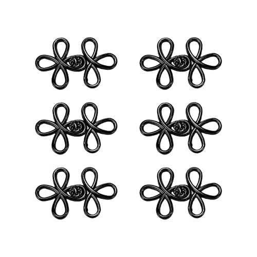 Dnyta 6 Sets Black Cape Or Cloak Fasteners Cardigan Clip Antique Flower-Shaped Cheongsam Buttons Classical Frog Closure #TOP25