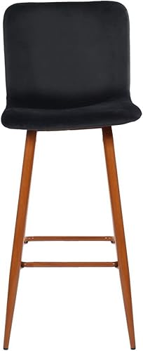 Miniatura 5 de FurnitureR Juego de 2 taburetes de bar, tapizados de terciopelo, altura de mostrador, respaldo bajo, sillas de comedor sin brazos con reposapiés, 30