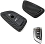 Xotic Tech Carbon Fiber Pattern Soft Silicone Key Fob Shell Cover Case, Compatible with BMW X3 X5 3 4 5 6 7 GT Series Z4 M3 M5 G05 G20 G30 G80 F10 F15 F30 F80 F85 Smart Keyless Entry Key(Blade Shape)