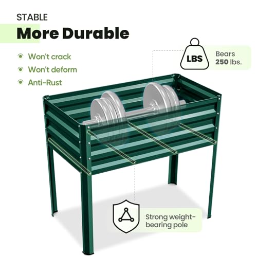 image for KING BIRD Raised Garden Bed with Legs Galvanized Elevated Planter Box 