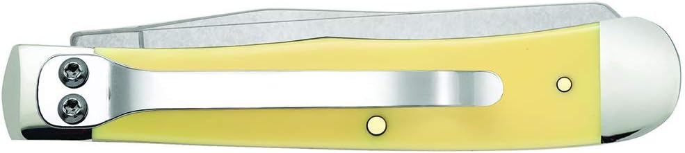 WR Case XX Pocket Knife Yellow Synthetic Trapper W/Clip Item #81091 - (3254C SS) - Length Closed: 4 1/8 Inches