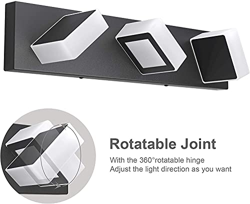 Image of Ralbay Black Bathroom Vanity Lights 3 Lights Acrylic Modern LED Black Vanity Lights for Bathroom (Natural White Light)