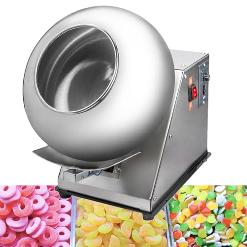 Naturalpowev Sugar Coating Machine, Stainless Steel Snack Coater with Coating Drying Function, Coater Sugar Ball Coating Drying Machine for Food Industry, Diameter 300mm/11.81in