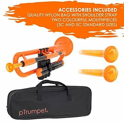 Pinstrument Ptrumpet Plastic Trumpet - Mouthpieces And Carrying Bag - Lightweight Versatile, Comfortable Ergonomic Grip - Bb Authentic Sound For Student & Beginner - Durable Abs Construction - Orange #TOP3
