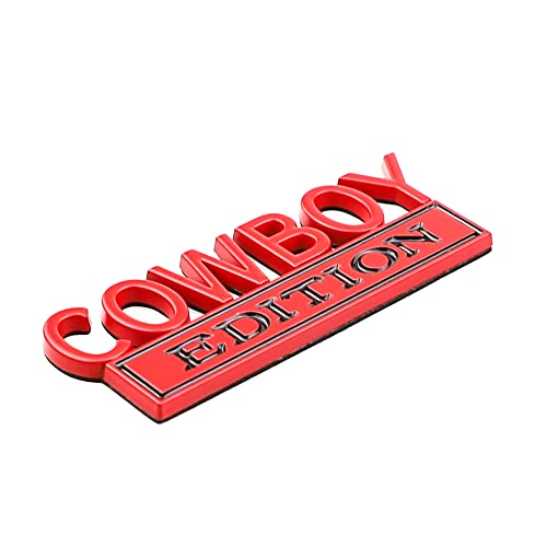 CARRUN 2 Pcs Edition Emblem Car Side Rear Front Hood Trunk Door Badge 3D Decal Sticker Fit for Car Truck SUV (Cowboy, Red) (CR-2CB) - Thumbnail 3