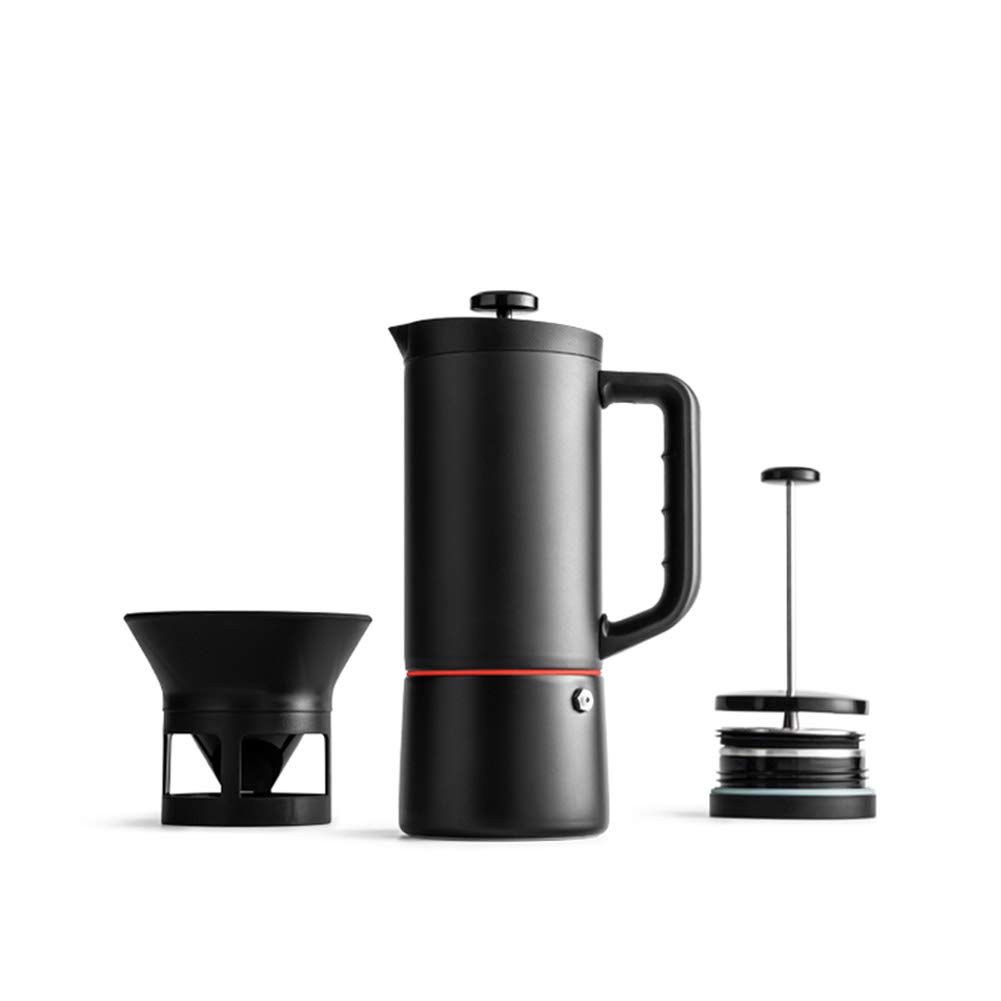 Cafetera de prensa francesa de acero inoxidable, 4 en 1, olla de café frío y moca, 34 onzas, fácil de limpiar
