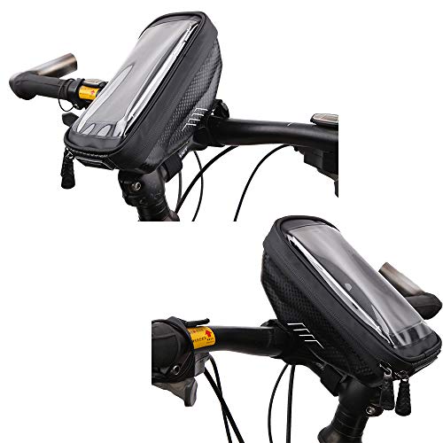 juehu 1-Paquet Sacoche de Cadre Velo Étanche avec Écran Tactile Support Vélo Téléphone Pochette,Sacoches de Guidon,avec Trou de Câble d'écouteur,pour et Smartphone Téléphones de Moins de 6.5 Pouces Cover