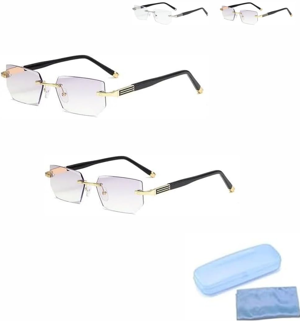 2PCS No Blue Vision Glasses, Blue Light Blocking Glasses, for Reading, Computer or TV