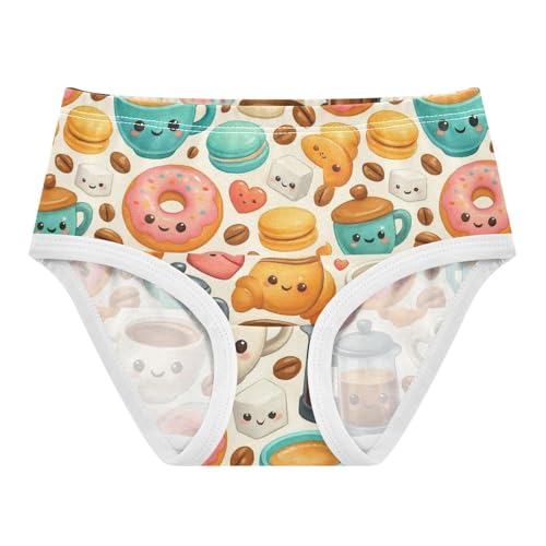 Joisal Cotton Toddler Girls Underwear Cute Cartoon Coffee Cups Panties Little Girl Fun Undies Kids Briefs 2t