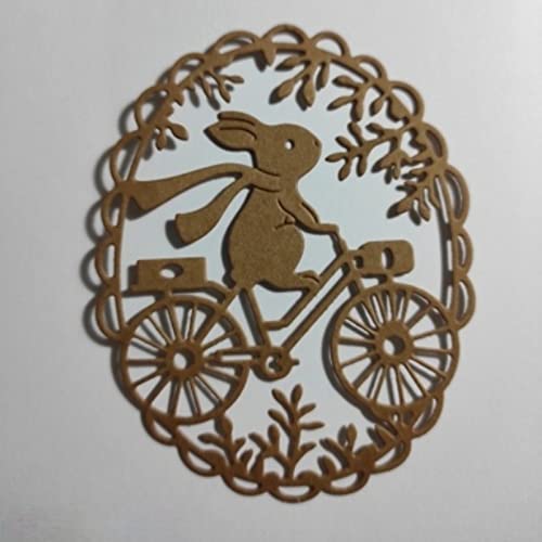 Cycling Rabbit Metal Die Cuts, Animal Easter Bunny Cycling Bike Frame Cutting Dies Stencils DIY Crafts Cards Cuts for DIY Embossing Card Making Photo Decorative Paper Dies Scrapbooking