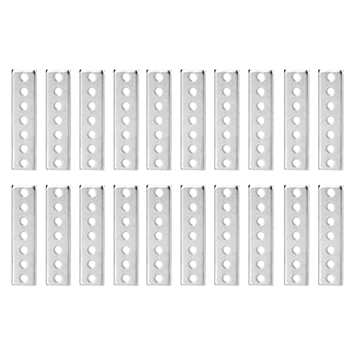 20Pcs Flat Bracket Galvanized Steel Mending Plates, Flat Plate Straight Bracket Flat Metal Brace Bracket, Bending Resistant Metal Brackets Grid with 4mm More Holes Repair Plate Bra