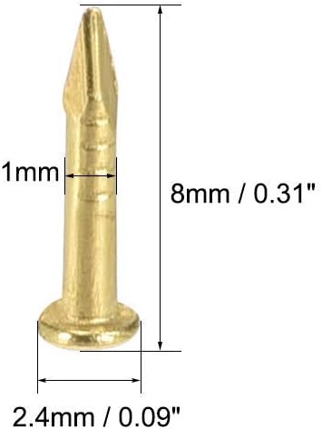XYWHPGV Tiny Brass Nails 1mmX8mm(DXL) for Wooden DIY Decorative Pictures Boxes Household Accessories Brass Tone 100pcs(547f8 a086f 34fef 3cf08 4b5f2 746b5