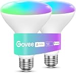 Govee Ampoules lumineuses intelligentes, 1200 Lumens Dimmable BR30 Des ampoules, RGBWW Ampoules de couleur changeantes, WiFi & Bluetooth LED Des ampoules, 16 Millions de couleurs, Synchronisation de musique, Compatible avec Alexa, Google Assistant, 2 Emballage RGBWW Ampoule de lumière changeante de couleur, Ampoule d'éclairage de crue