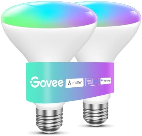 Govee Smart Light Bulbs, 1200 Lumens Dimmable BR30 Bulbs, RGBWW 2 Pack