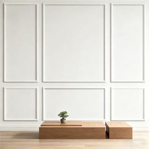Accent Peel and Stick Wall Molding Kit - White Frame Premade Moulding Panel - Self Adhesive Board and Batten wall Panel kit - Ready to Assemble Art Decorative Arch wall Molding (50x40x20)