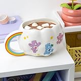 Paladone Mug Bisounours en céramique, 450 ml, forme de nuage avec poignée arc-en-ciel, sous licence officielle, pour boissons chaudes, joli objet de collection pour les fans de la culture pop rétro