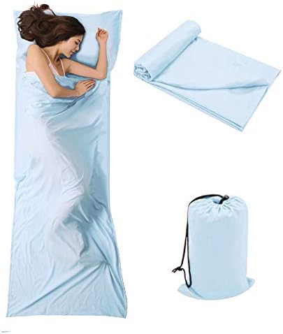 OTDEST Travel and Camping Sheet Sleeping Bag Liner - Lightweight Compact and Portable Adult Sleeping Bag- Ideal for Traveling,Hostels and Camping（Light Blue）