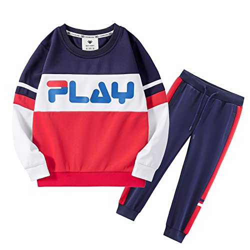 Boys Track Suit Toddler Sweatsuit Kids Tracksuit Boys Activewear Jogger Sweat Suits Sets Active Sweatpants And Sweatshirts 2 Piece Outfits 2-8 Years Size 2 3 4 5 6 7 8 Royal Blue Bas003-4-5T #TOP2