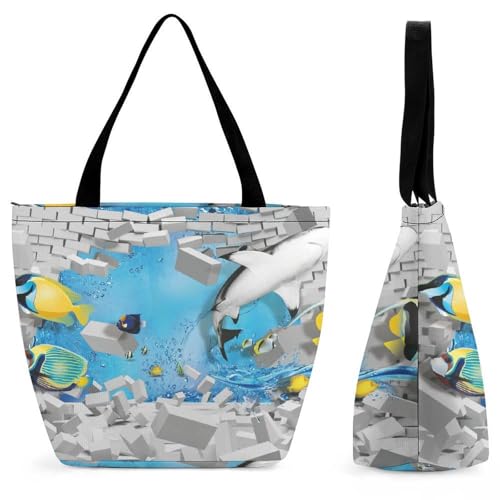 Sac à main poisson requin cabas de voyage et grand sac de shopping pour femme