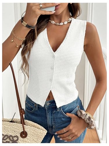 GORGLITTER Women's Sleeveless Cardigan Vest Business Casual Work Blazer Vests Waistcoat Fall Fashion Outfits 20243