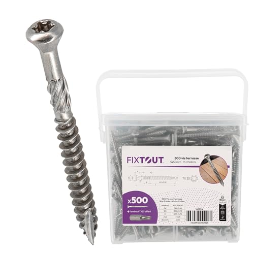 1000 vis terrasse INOX A2 - Torx 25 à tête réduite crantée - Diamètre 5mm - Longueur 60 mm