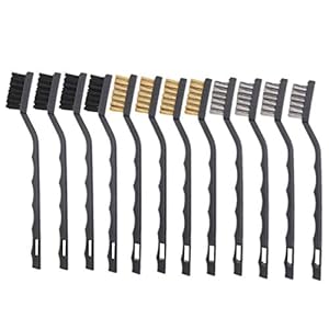 JZK 12x mini-draadborstel set (4x zwart + 4x goud + 4x grijs), metalen messing nylon borstel, las roest, stof en slakken, draadborstel met handvat