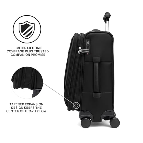 Travelpro VersaPack+ Lightweight Softside Expandable Carry on Luggage, 8 Spinner Suitcase, TSA Lock, Men and Women, Carry On 21-Inch, Black - Thumbnail 6