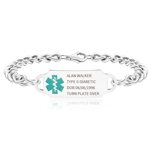 Personalized Titanium Steel Enamel Bracelet - Custom Medical ID, Engraved Information for Women & Men