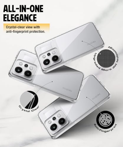 Image of WOW IMAGINE Transparent Back Cover Case for Realme P4 Power 5G | Realme Narzo Power 5G | Raised Bumps for Full Device & Camera Protection Shockproof TPU Silicone Back Case Mobile Cover - Transparent