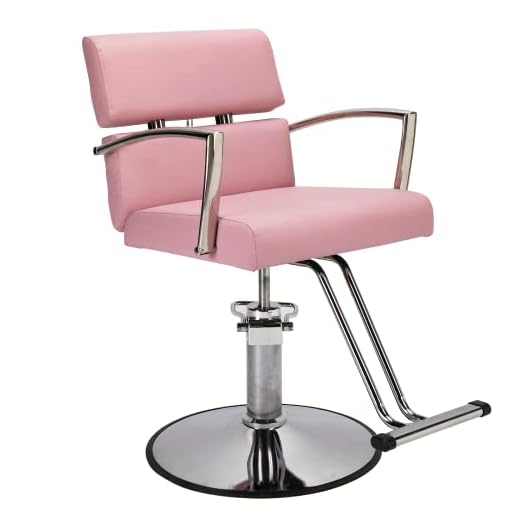 OmySalon Salon Chair Heavy Duty for Stylist, Barber Chair Pink 360 Degree Swivel, Hydraulic Pump for Hair Cutting, Beauty Spa Styling Hairdressing Tattoo Equipment