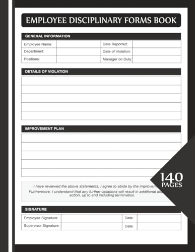 Employee Disciplinary Form Book: Professional HR Documentation Tracker for Workplace Incidents and Performance Management