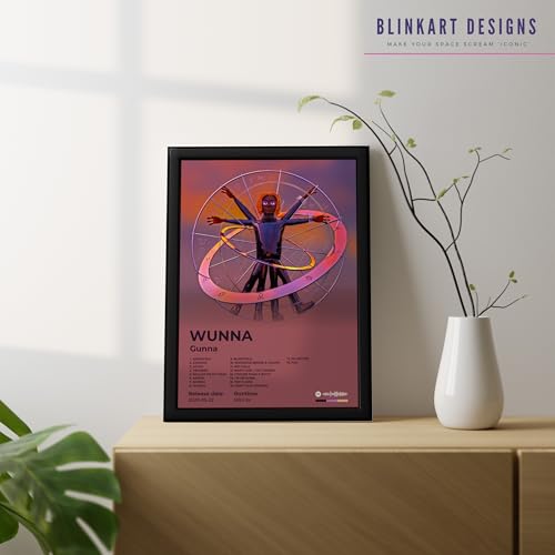 Image of BLINKART Gunna - WUNNA Wall Photo Frames | Wall Art for Bedroom, Living Room, Studio or Office | Album Cover Print with Spotify Song Link QR Code | Gift for Fans - 8x12 In