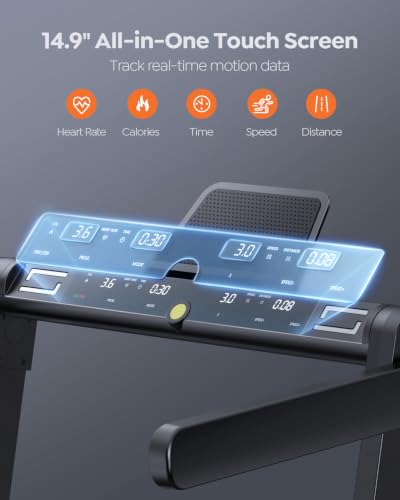 Image of Acezoe Foldable Treadmill with 10% Incline and Handle Bar, 4 in 1 Foldabla Treadmills for Home, Under Desk Treadmill with 300LBS Capacity, Walking Pad with Speaker, APP /Remote Control