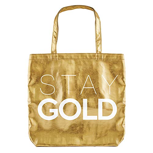 SB Design Studio Lili & Delilah Metallic Gold Shopping Tote, 16 x 14.5-Inches, Stay