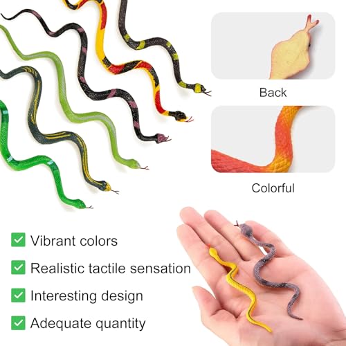 KARELLS Gummischlange,Verschiedene Schlangen,12 Stück Bunte Gefälschte Schlange, Kunststoff Schlangen,Realistische Gummi Schlange,Spielzeug,Regenwald