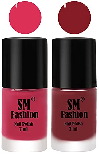 Image of Long Lasting Nail Polish | Nail Paint Combo 7 ml Each) - Set of 2 Dusty Pink-Plum
