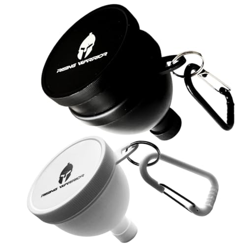 Rising Warrior - Embudo portátil para botella de agua de proteína en polvo, perfecto para pre-entrenamiento, BCAA y proteína en polvo, llavero para botella...