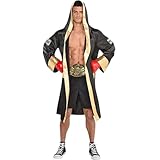 Black & Gold Satin Boxing Robe (Adult Size) 1 Pc. - Reusable & Washable Soft Satin Robe, Perfect for Halloween Costume, Cosplays, Costume Parties, Pretend Play & More