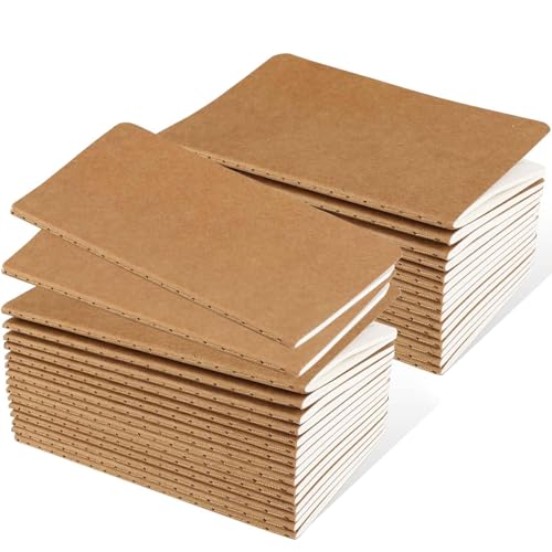Mini carnet de notes ligné lot de 32 de poche marron pour école et bureau