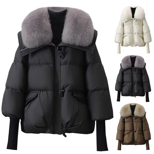 Chaqueta de felpa elegante para mujer, chaqueta de plumas para mujer, chaqueta de invierno corta, cálida, sin capucha, chaqueta de entretiempo, chaqueta acolchada con botones, abrigo acolchado