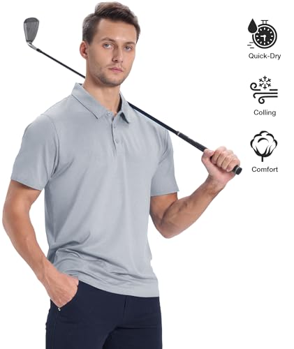 ZITY 3 Pack Mens Polo Shirts Short Sleeve Golf Polo Moisture Wicking Performance Collared Casual Tennis Athletic T-Shirt Grey Blue - image 2