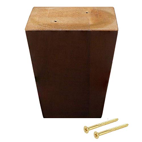 ComfortStyle Legs for Furniture, Sofa Ottoman and Chair 4\" Wood Feet Replacement, Set of 4 Square Tapered Pyramid Feet (Walnut) - Thumbnail 2
