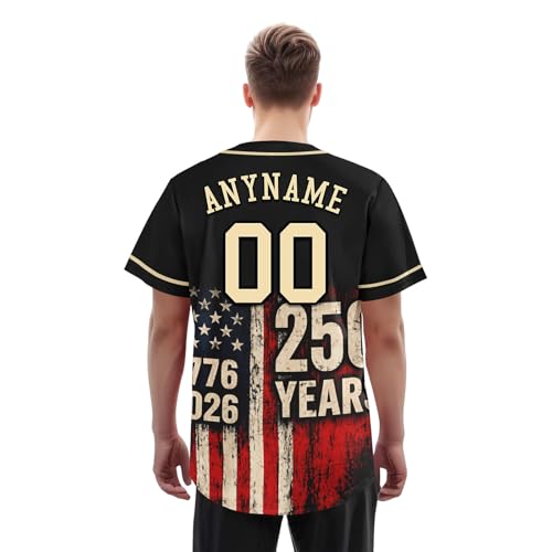 Jersey personalizado de béisbol Aniversario 250 años América, nombre y número patriótico 1776-2016, camiseta de softbol miniatura 7