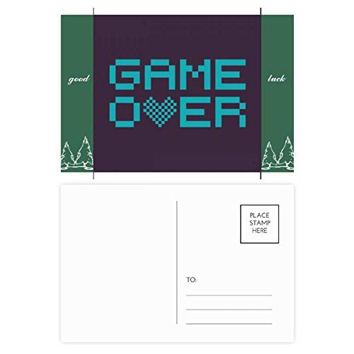 Cartes postales porte-bonheur Blue Game Over pour décorer un bureau geek ou écrire aux amis