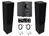 Package Includes: (2) Rockville Lux 658 Black Dual 6.5" Premium Tower Speaker Home Audio 8 Ohm, (1) Rockville LUX 300 Audiophile 300w RMS Home Stereo Amplifier XLR In, Clean Power, (2) Rockville BN10 10' 14 AWG 100% OFC Copper Banana to Banana Braide...