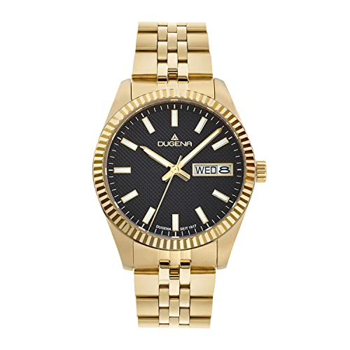 Dugena Reloj de pulsera para hombre 4461071 Vento de cuarzo, negro, oro, acero inoxidable, cristal de zafiro, cierre de presión, 10 bar