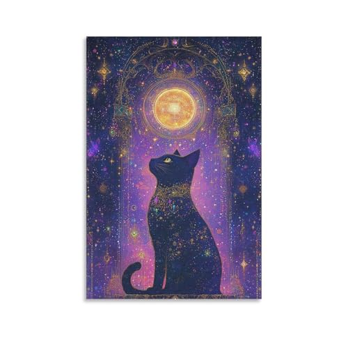 可愛い猫のアートポスターイラスト 絵画 漫画 動物 キャンバス玄関 壁画 (52) パネル モダン部屋飾り 壁の絵 インテリア ホームアートワーク20x30inch(50x75cm)